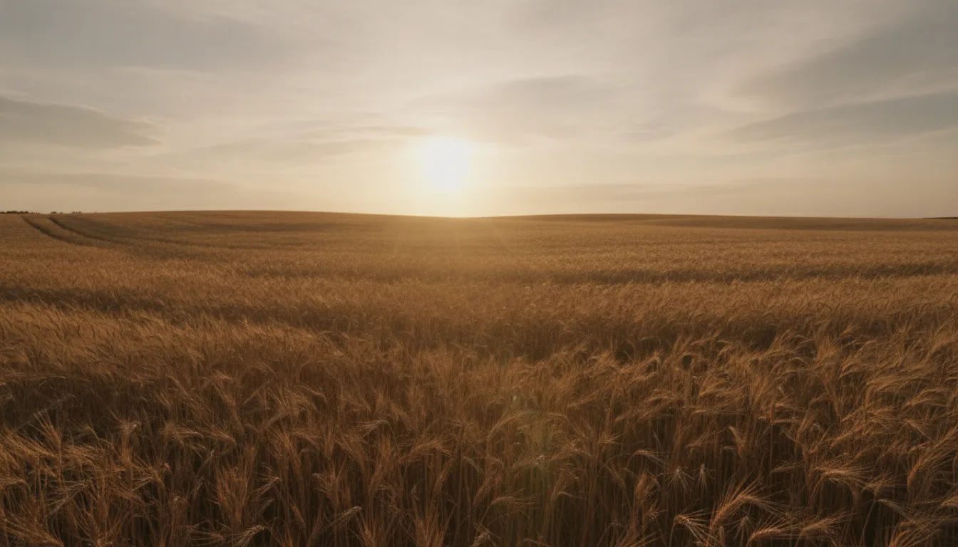 Golden grain growing in an open field
