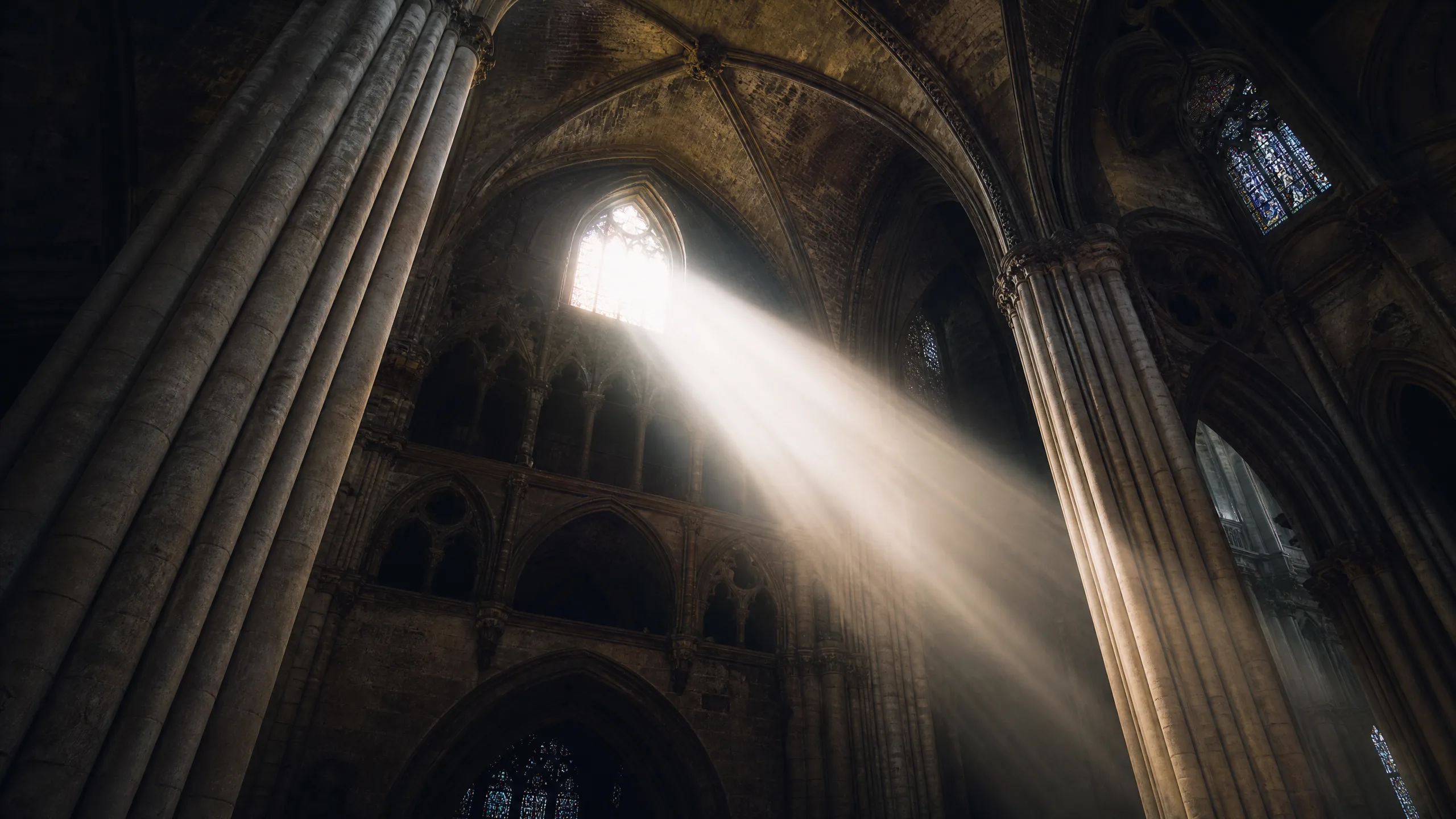 Light breaking through darkness