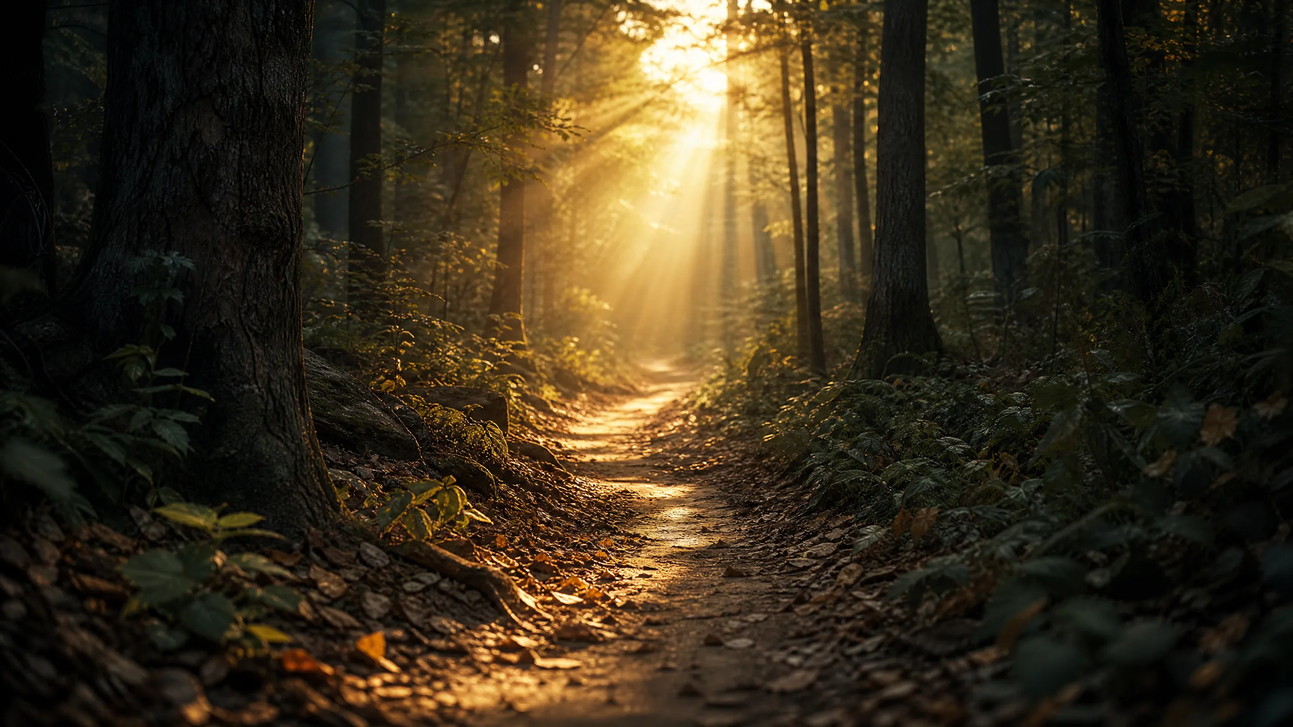 A narrow path leading through a quiet landscape