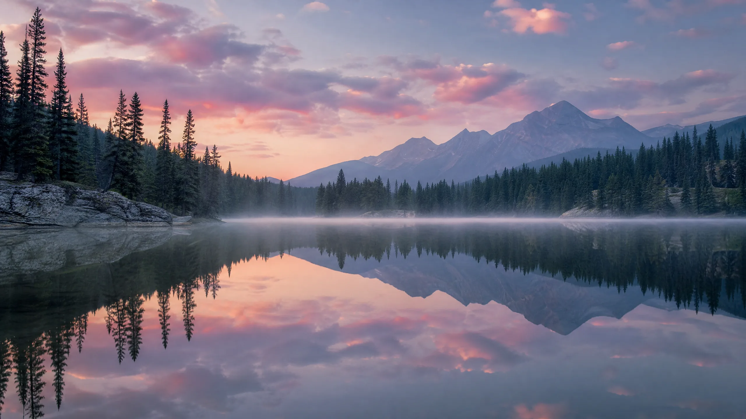 Still waters beneath a peaceful sky